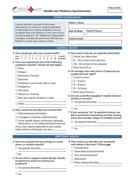 Solvera Patient Questionnaire