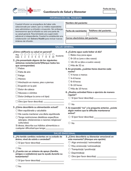 Solvera Patient Questionnaire (Spanish)
